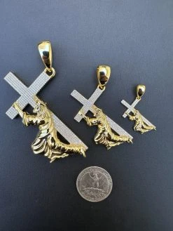 Real MOISSANITE Jesus Carrying Cross Pendant Iced Necklace 14k Gold & 925 Silver -Harlem Bling Shop harlembling real moissanite jesus carrying cross pendant iced necklace 14k gold and 925 silver 43784.1698463869