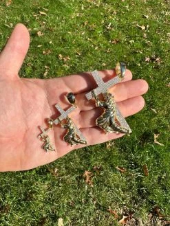 Real MOISSANITE Jesus Carrying Cross Pendant Iced Necklace 14k Gold & 925 Silver -Harlem Bling Shop harlembling real moissanite jesus carrying cross pendant iced necklace 14k gold and 925 silver 50205.1698463863