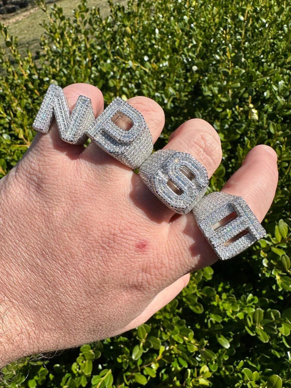 Real MOISSANITE Large Initial Letter Ring Iced Baguette Hip Hop 925 Silver A-Z 22 Real MOISSANITE Large Initial Letter Ring Iced Baguette Hip Hop 925 Silver A-Z - Image 20