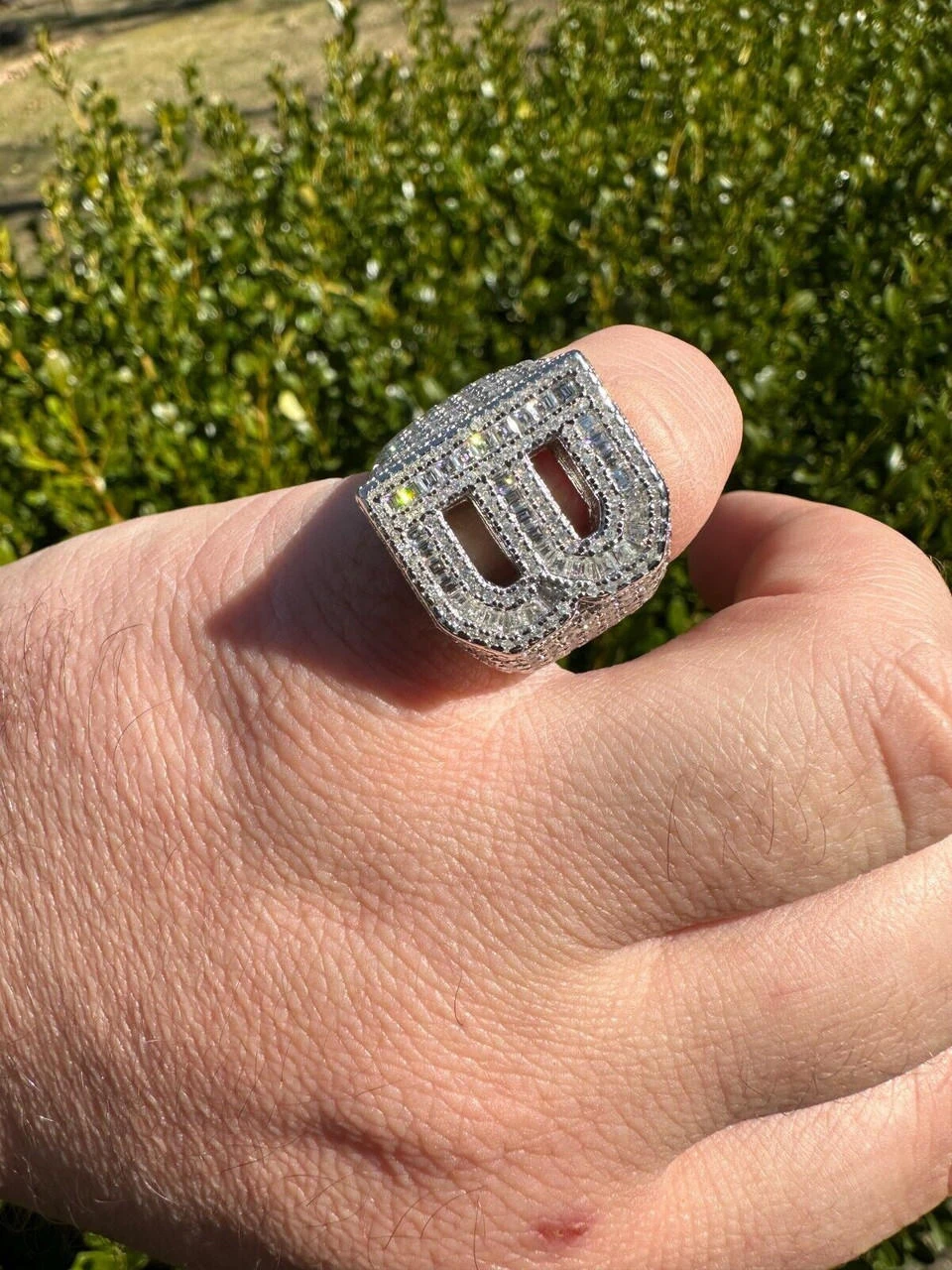 Real MOISSANITE Large Initial Letter Ring Iced Baguette Hip Hop 925 Silver A-Z 19 Real MOISSANITE Large Initial Letter Ring Iced Baguette Hip Hop 925 Silver A-Z - Image 17