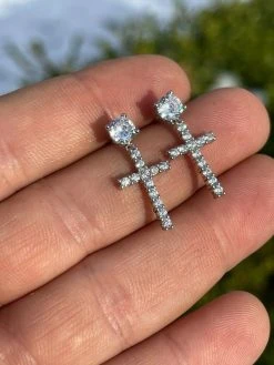 Real MOISSANITE Mens Ladies Dangle Cross Studs Earrings Iced Pass Diamond Tester 24 Real MOISSANITE Mens Ladies Dangle Cross Studs Earrings Iced Pass Diamond Tester -Harlem Bling Shop harlembling real moissanite mens ladies dangle cross studs earrings iced pass diamond tester 73228.1664355276