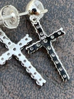 Real MOISSANITE Mens Ladies Dangle Cross Studs Earrings Iced Pass Diamond Tester 20 Real MOISSANITE Mens Ladies Dangle Cross Studs Earrings Iced Pass Diamond Tester -Harlem Bling Shop harlembling real moissanite mens ladies dangle cross studs earrings iced pass diamond tester 75525.1664362001