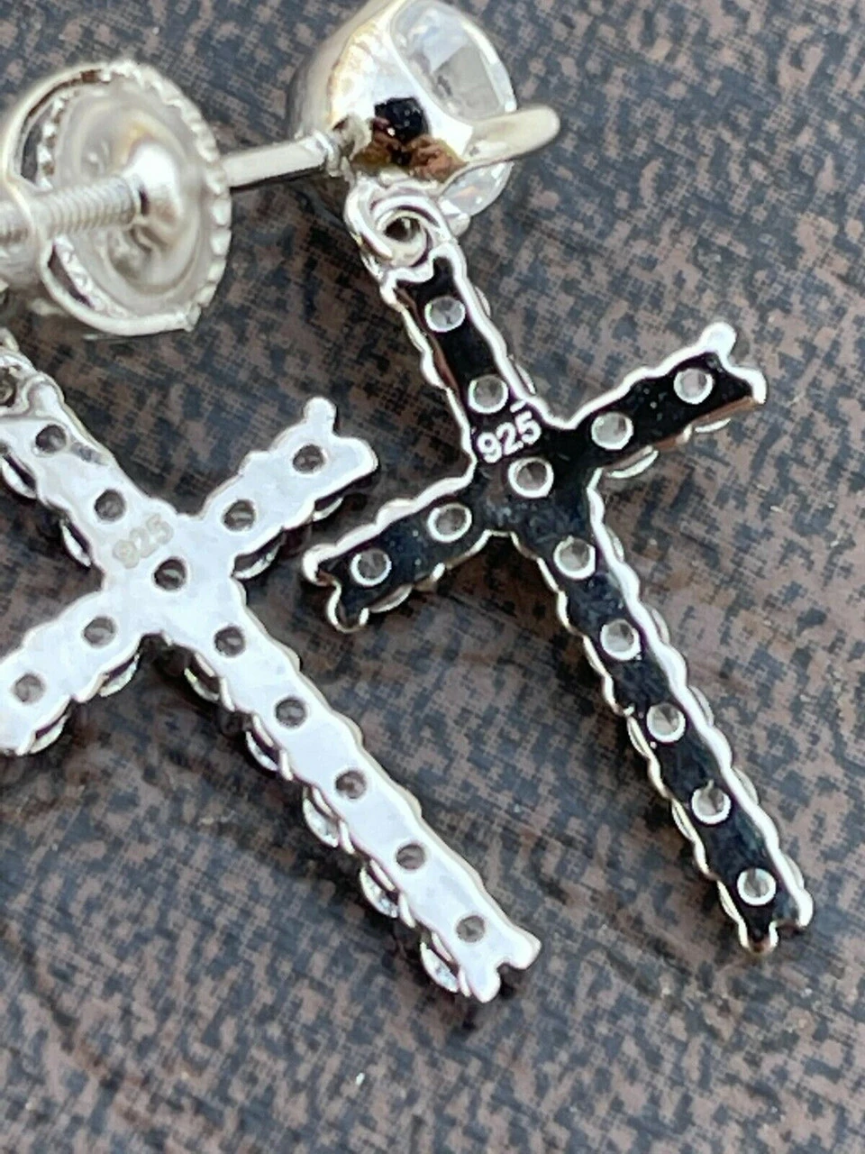 Real MOISSANITE Mens Ladies Dangle Cross Studs Earrings Iced Pass Diamond Tester 9 Real MOISSANITE Mens Ladies Dangle Cross Studs Earrings Iced Pass Diamond Tester - Image 7