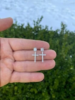 Real MOISSANITE Mens Ladies Dangle Cross Studs Earrings Iced Pass Diamond Tester 21 Real MOISSANITE Mens Ladies Dangle Cross Studs Earrings Iced Pass Diamond Tester -Harlem Bling Shop harlembling real moissanite mens ladies dangle cross studs earrings iced pass diamond tester 77378.1664360858