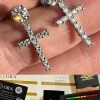 Real MOISSANITE Mens Ladies Dangle Cross Studs Earrings Iced Pass Diamond Tester 2 Real MOISSANITE Mens Ladies Dangle Cross Studs Earrings Iced Pass Diamond Tester -Harlem Bling Shop harlembling real moissanite mens ladies dangle cross studs earrings iced pass diamond tester 81045.1664358823