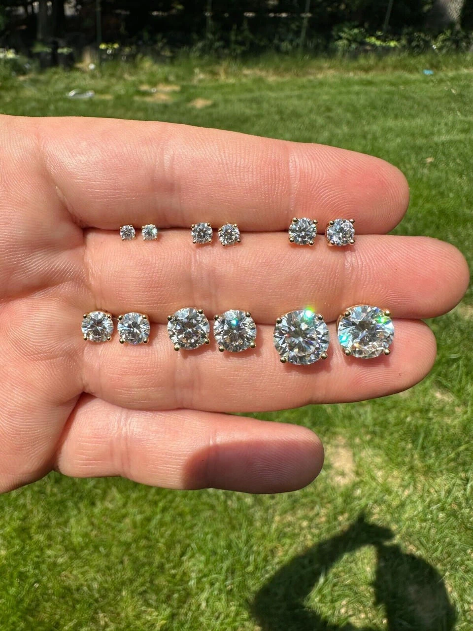 Real Moissanite Pushback Stud Earrings 14k Gold Plated 925 Silver Hip Hop 3-10mm 15 Real Moissanite Pushback Stud Earrings 14k Gold Plated 925 Silver Hip Hop 3-10mm - Image 13