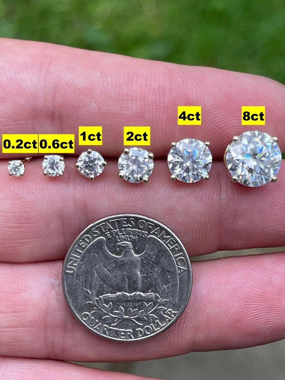 Real Moissanite Pushback Stud Earrings 14k Gold Plated 925 Silver Hip Hop 3-10mm 4 Real Moissanite Pushback Stud Earrings 14k Gold Plated 925 Silver Hip Hop 3-10mm - Image 2