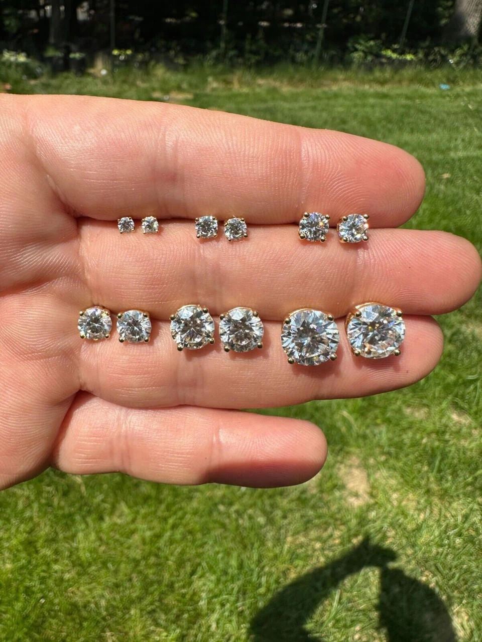 Real Moissanite Pushback Stud Earrings 14k Gold Plated 925 Silver Hip Hop 3-10mm 6 Real Moissanite Pushback Stud Earrings 14k Gold Plated 925 Silver Hip Hop 3-10mm - Image 4