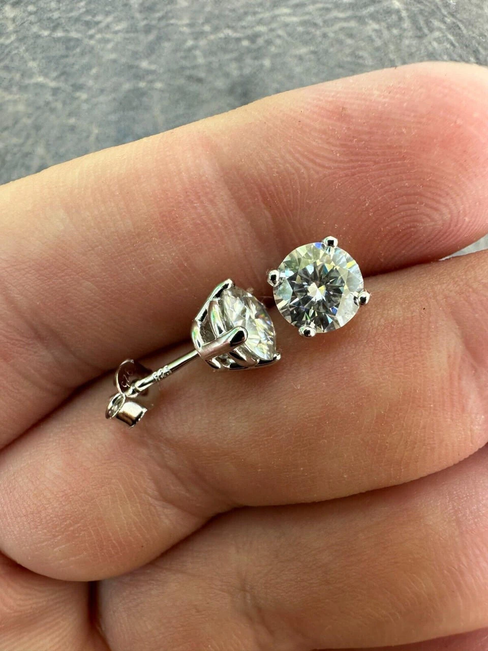 Real Moissanite Pushback Stud Earrings 925 Silver Hip Hop Mens Ladies 3mm-10mm 10 Real Moissanite Pushback Stud Earrings 925 Silver Hip Hop Mens Ladies 3mm-10mm - Image 8