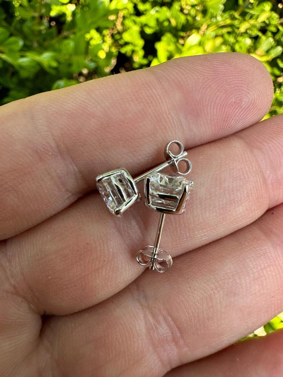 Real Moissanite Pushback Stud Earrings 925 Silver Hip Hop Mens Ladies 3mm-10mm 4 Real Moissanite Pushback Stud Earrings 925 Silver Hip Hop Mens Ladies 3mm-10mm - Image 2