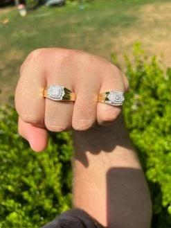 Real MOISSANITE Ring 14k Gold Plated 925 Silver Hip Hop Iced Pass Diamond Tester -Harlem Bling Shop harlembling real moissanite ring 14k gold plated 925 silver hip hop iced pass diamond tester 53462.1664302656