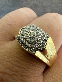 Real MOISSANITE Ring 14k Gold Plated 925 Silver Hip Hop Iced Pass Diamond Tester -Harlem Bling Shop harlembling real moissanite ring 14k gold plated 925 silver hip hop iced pass diamond tester 66489.1664302407