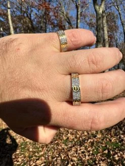 Real Moissanite "Screw" Eternity Band Love Ring 14k Gold Vermeil 925 Silver 5mm -Harlem Bling Shop harlembling real moissanite screw eternity band love ring 14k gold vermeil 925 silver 5mm 71002.1700020739