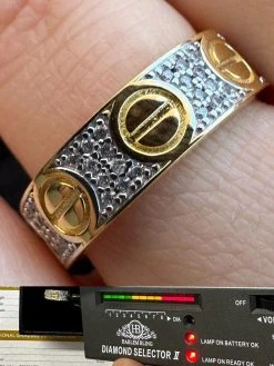 Real Moissanite "Screw" Eternity Band Love Ring 14k Gold Vermeil 925 Silver 5mm