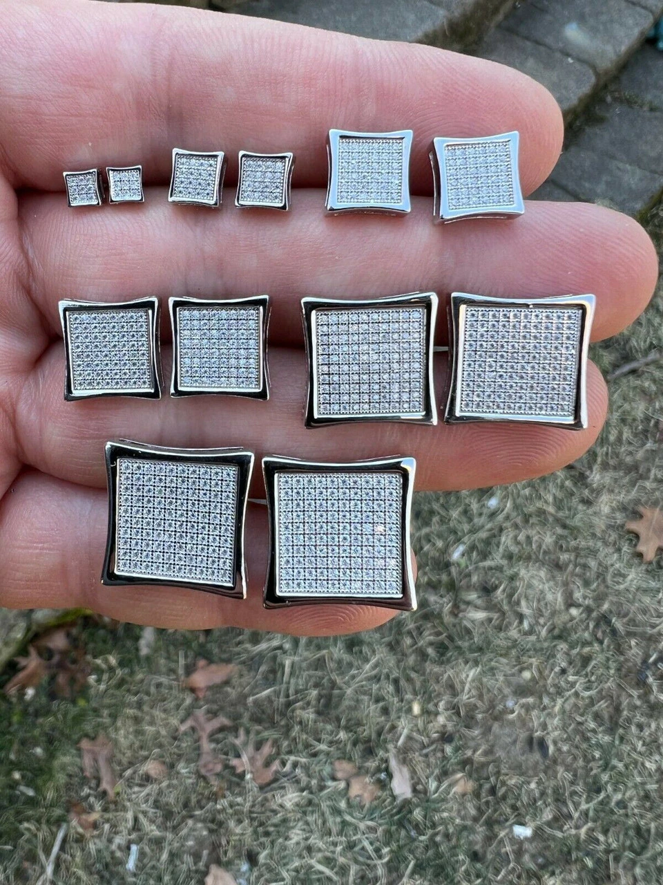 Real Moissanite Screwback Square Kite Earrings Passes Diamond Tester 4mm-18mm 5 Real Moissanite Screwback Square Kite Earrings Passes Diamond Tester 4mm-18mm - Image 3