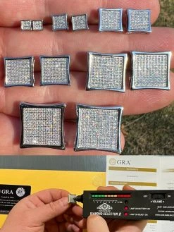 Real Moissanite Screwback Square Kite Earrings Passes Diamond Tester 4mm-18mm