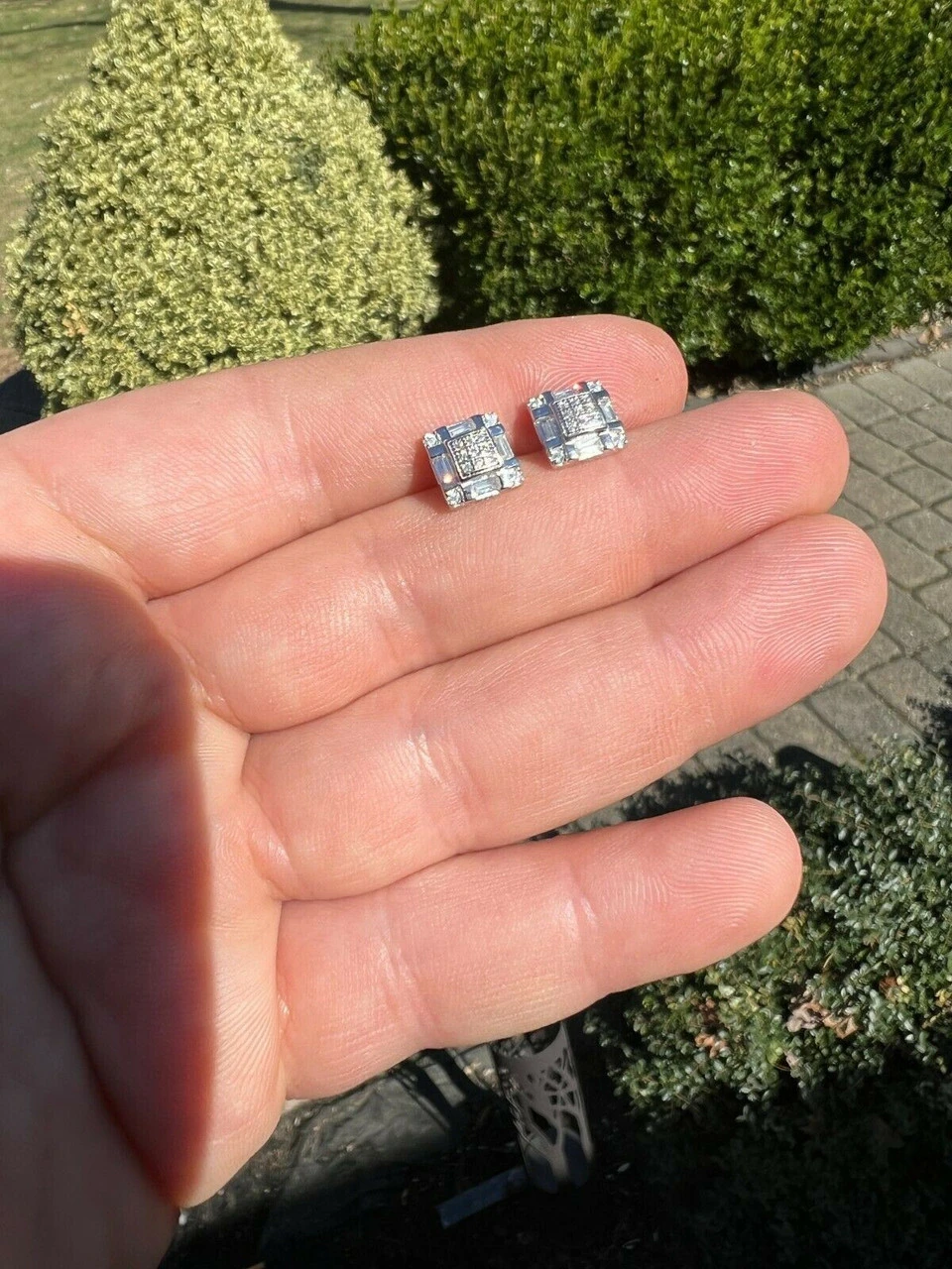 Real MOISSANITE Silver Iced Baguette Hip Hop Earrings Studs Pass Diamond Tester 14 Real MOISSANITE Silver Iced Baguette Hip Hop Earrings Studs Pass Diamond Tester - Image 12