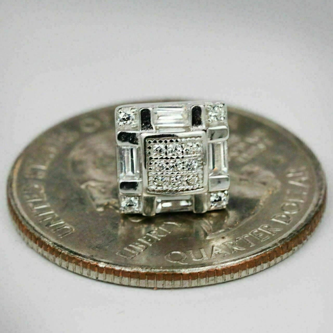 Real MOISSANITE Silver Iced Baguette Hip Hop Earrings Studs Pass Diamond Tester 8 Real MOISSANITE Silver Iced Baguette Hip Hop Earrings Studs Pass Diamond Tester - Image 6