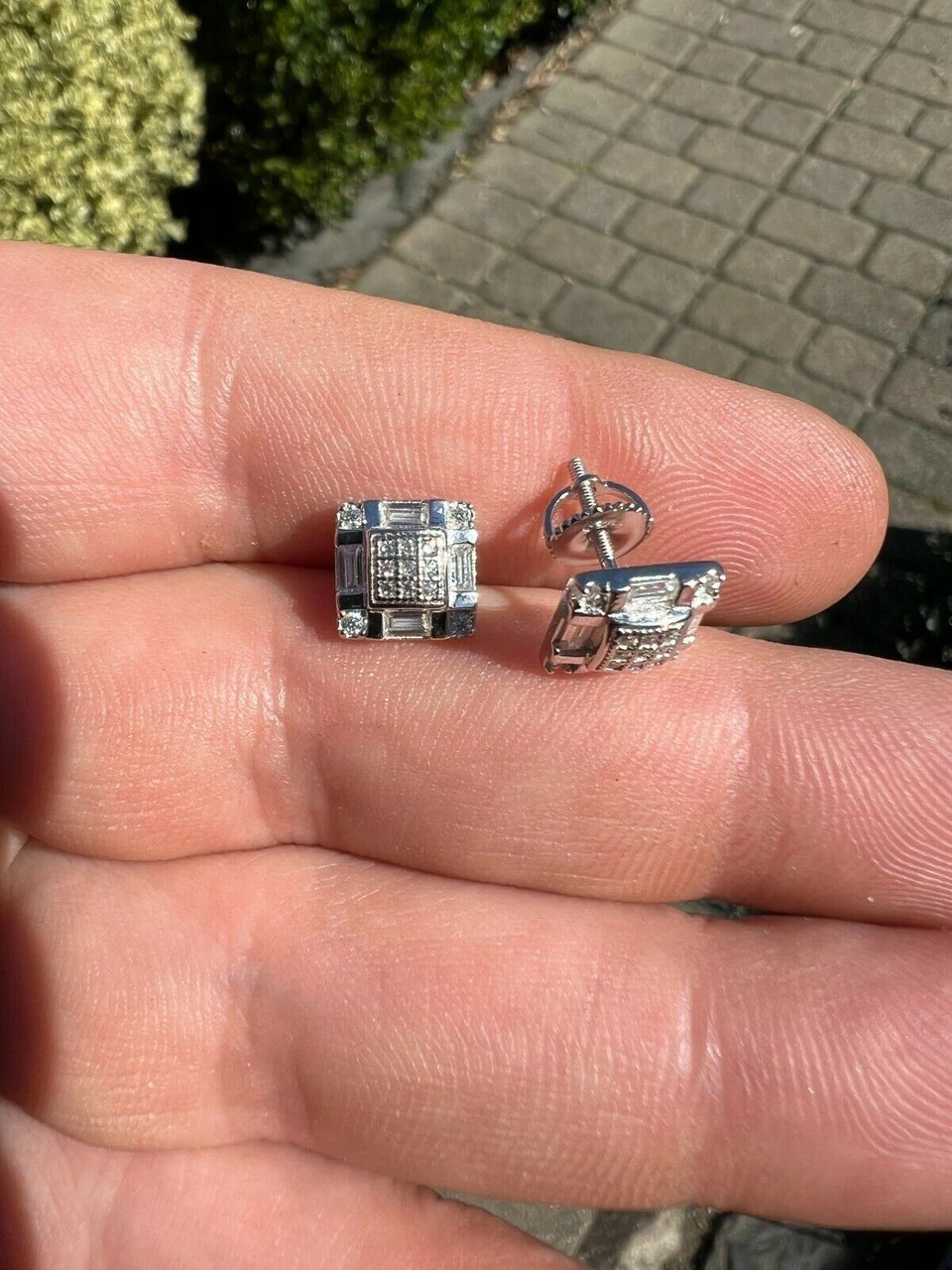 Real MOISSANITE Silver Iced Baguette Hip Hop Earrings Studs Pass Diamond Tester 11 Real MOISSANITE Silver Iced Baguette Hip Hop Earrings Studs Pass Diamond Tester - Image 9