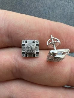 Real MOISSANITE Silver Iced Baguette Hip Hop Earrings Studs Pass Diamond Tester 24 Real MOISSANITE Silver Iced Baguette Hip Hop Earrings Studs Pass Diamond Tester -Harlem Bling Shop harlembling real moissanite silver iced baguette hip hop earrings studs pass diamond tester 90777.1664358411