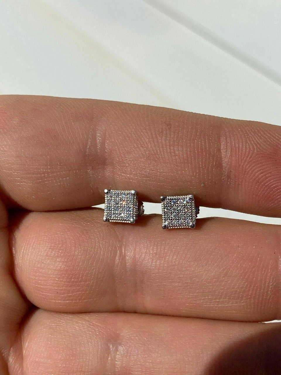 Real Moissanite Silver Small Cube Iced Hip Hop Earrings Stud Pass Diamond Tester 4 Real Moissanite Silver Small Cube Iced Hip Hop Earrings Stud Pass Diamond Tester - Image 2