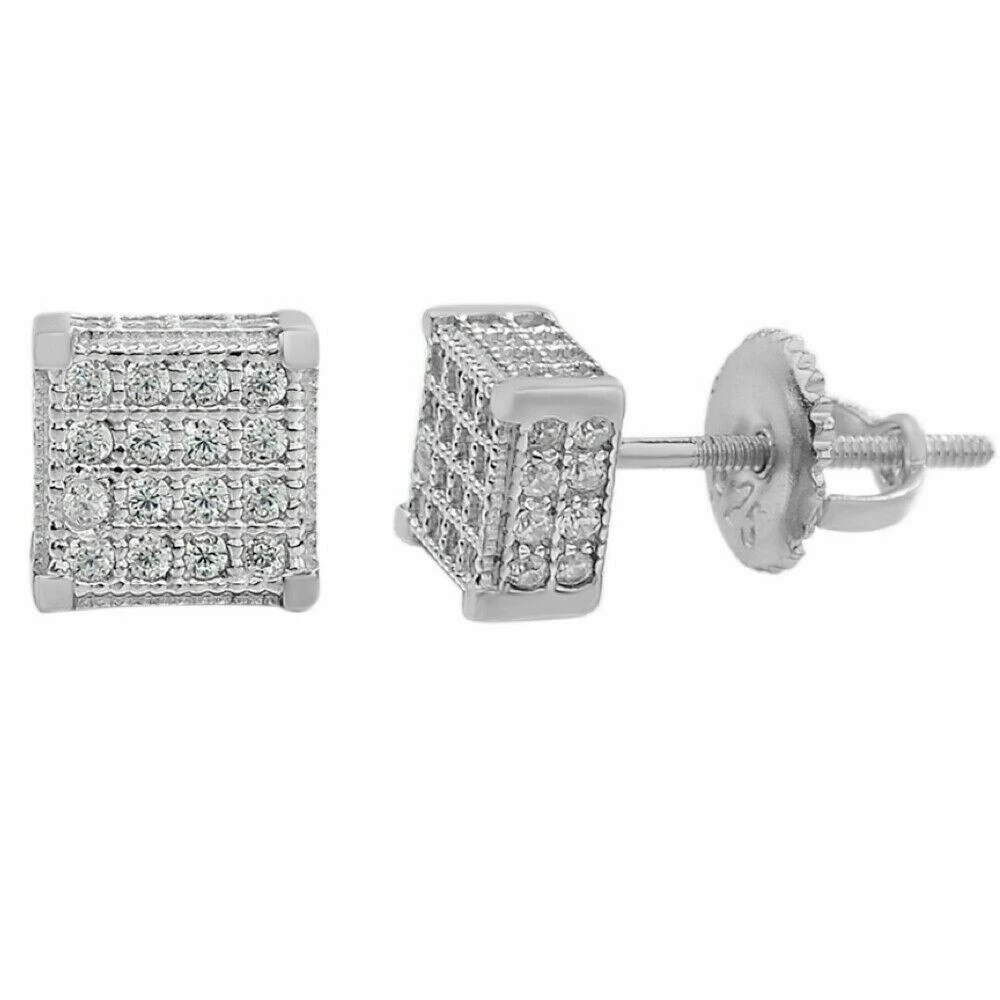 Real Moissanite Silver Small Cube Iced Hip Hop Earrings Stud Pass Diamond Tester 12 Real Moissanite Silver Small Cube Iced Hip Hop Earrings Stud Pass Diamond Tester - Image 10