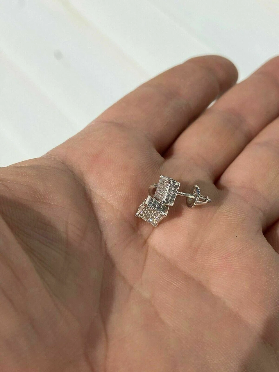 Real Moissanite Silver Small Cube Iced Hip Hop Earrings Stud Pass Diamond Tester 6 Real Moissanite Silver Small Cube Iced Hip Hop Earrings Stud Pass Diamond Tester - Image 4