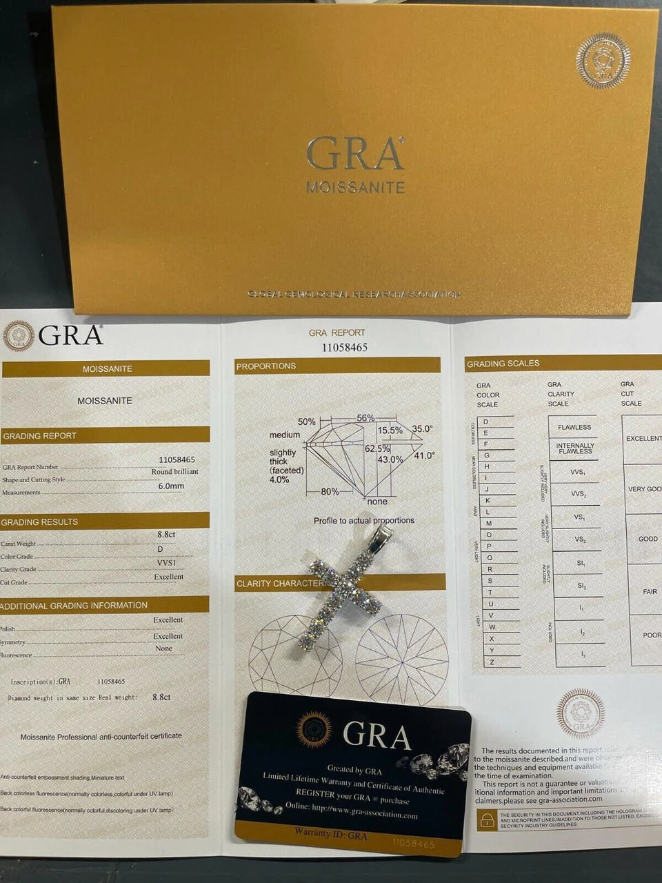 Real MOISSANITE Solid 10k White Gold Iced Tennis Cross Pendant Necklace 5 Sizes 7 Real MOISSANITE Solid 10k White Gold Iced Tennis Cross Pendant Necklace 5 Sizes - Image 5