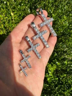 Real MOISSANITE Solid 10k White Gold Iced Tennis Cross Pendant Necklace 5 Sizes 33 Real MOISSANITE Solid 10k White Gold Iced Tennis Cross Pendant Necklace 5 Sizes -Harlem Bling Shop harlembling real moissanite solid 10k white gold iced tennis cross pendant necklace 5 sizes 24347.1696645440