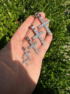 Real MOISSANITE Solid 10k White Gold Iced Tennis Cross Pendant Necklace 5 Sizes 36 Real MOISSANITE Solid 10k White Gold Iced Tennis Cross Pendant Necklace 5 Sizes -Harlem Bling Shop harlembling real moissanite solid 10k white gold iced tennis cross pendant necklace 5 sizes 38440.1696645536
