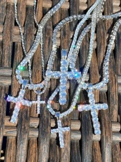 Real MOISSANITE Solid 10k White Gold Iced Tennis Cross Pendant Necklace 5 Sizes 28 Real MOISSANITE Solid 10k White Gold Iced Tennis Cross Pendant Necklace 5 Sizes -Harlem Bling Shop harlembling real moissanite solid 10k white gold iced tennis cross pendant necklace 5 sizes 87349.1696645485