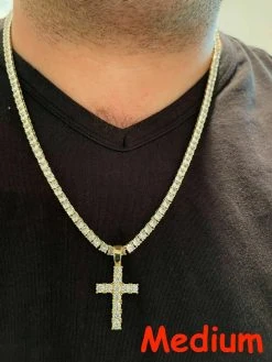 Real MOISSANITE Solid 10k Yellow Gold Iced Tennis Cross Pendant Necklace 5 Sizes 41 Real MOISSANITE Solid 10k Yellow Gold Iced Tennis Cross Pendant Necklace 5 Sizes -Harlem Bling Shop harlembling real moissanite solid 10k yellow gold iced tennis cross pendant necklace 5 sizes 14009.1696645487