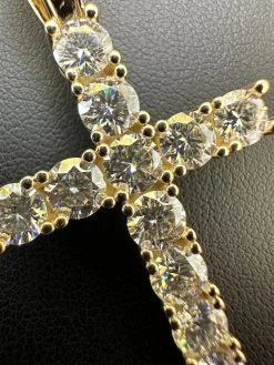 Real MOISSANITE Solid 10k Yellow Gold Iced Tennis Cross Pendant Necklace 5 Sizes 25 Real MOISSANITE Solid 10k Yellow Gold Iced Tennis Cross Pendant Necklace 5 Sizes -Harlem Bling Shop harlembling real moissanite solid 10k yellow gold iced tennis cross pendant necklace 5 sizes 18610.1696645568