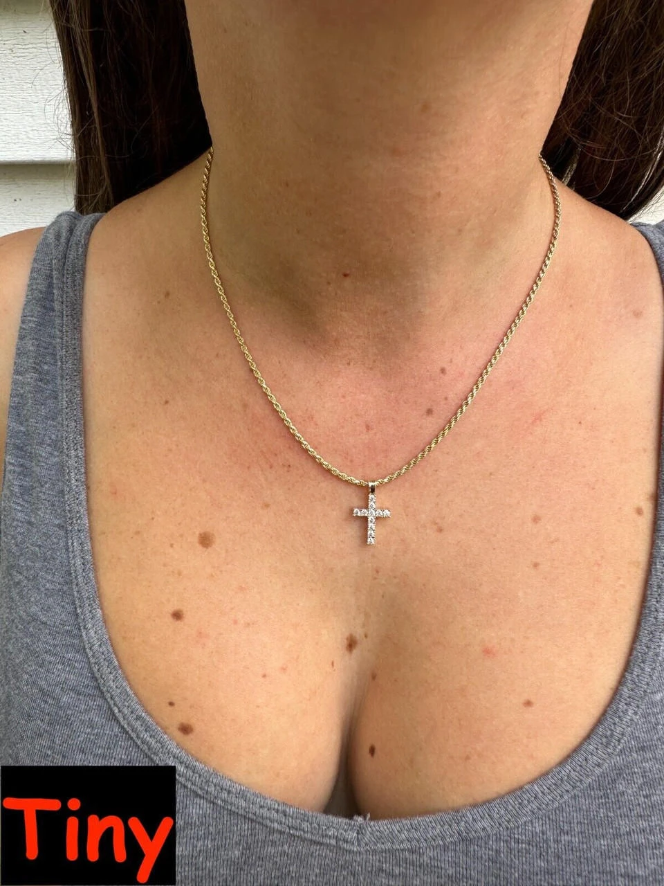 Real MOISSANITE Solid 10k Yellow Gold Iced Tennis Cross Pendant Necklace 5 Sizes 19 Real MOISSANITE Solid 10k Yellow Gold Iced Tennis Cross Pendant Necklace 5 Sizes - Image 17
