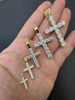 Real MOISSANITE Solid 10k Yellow Gold Iced Tennis Cross Pendant Necklace 5 Sizes 33 Real MOISSANITE Solid 10k Yellow Gold Iced Tennis Cross Pendant Necklace 5 Sizes -Harlem Bling Shop harlembling real moissanite solid 10k yellow gold iced tennis cross pendant necklace 5 sizes 81663.1696645543