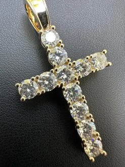 Real MOISSANITE Solid 10k Yellow Gold Iced Tennis Cross Pendant Necklace 5 Sizes 36 Real MOISSANITE Solid 10k Yellow Gold Iced Tennis Cross Pendant Necklace 5 Sizes -Harlem Bling Shop harlembling real moissanite solid 10k yellow gold iced tennis cross pendant necklace 5 sizes 82994.1696645502