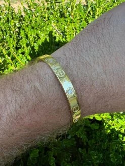 Real MOISSANITE Solid 14k Gold Plated 925 Silver Bangle Bracelet Mens Or Ladies -Harlem Bling Shop harlembling real moissanite solid 14k gold plated 925 silver bangle bracelet mens or ladies 06551.1665236142