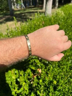 Real MOISSANITE Solid 14k Gold Plated 925 Silver Bangle Bracelet Mens Or Ladies -Harlem Bling Shop harlembling real moissanite solid 14k gold plated 925 silver bangle bracelet mens or ladies 36676.1665236145