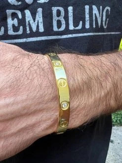 Real MOISSANITE Solid 14k Gold Plated 925 Silver Bangle Bracelet Mens Or Ladies -Harlem Bling Shop harlembling real moissanite solid 14k gold plated 925 silver bangle bracelet mens or ladies 50477.1665236141