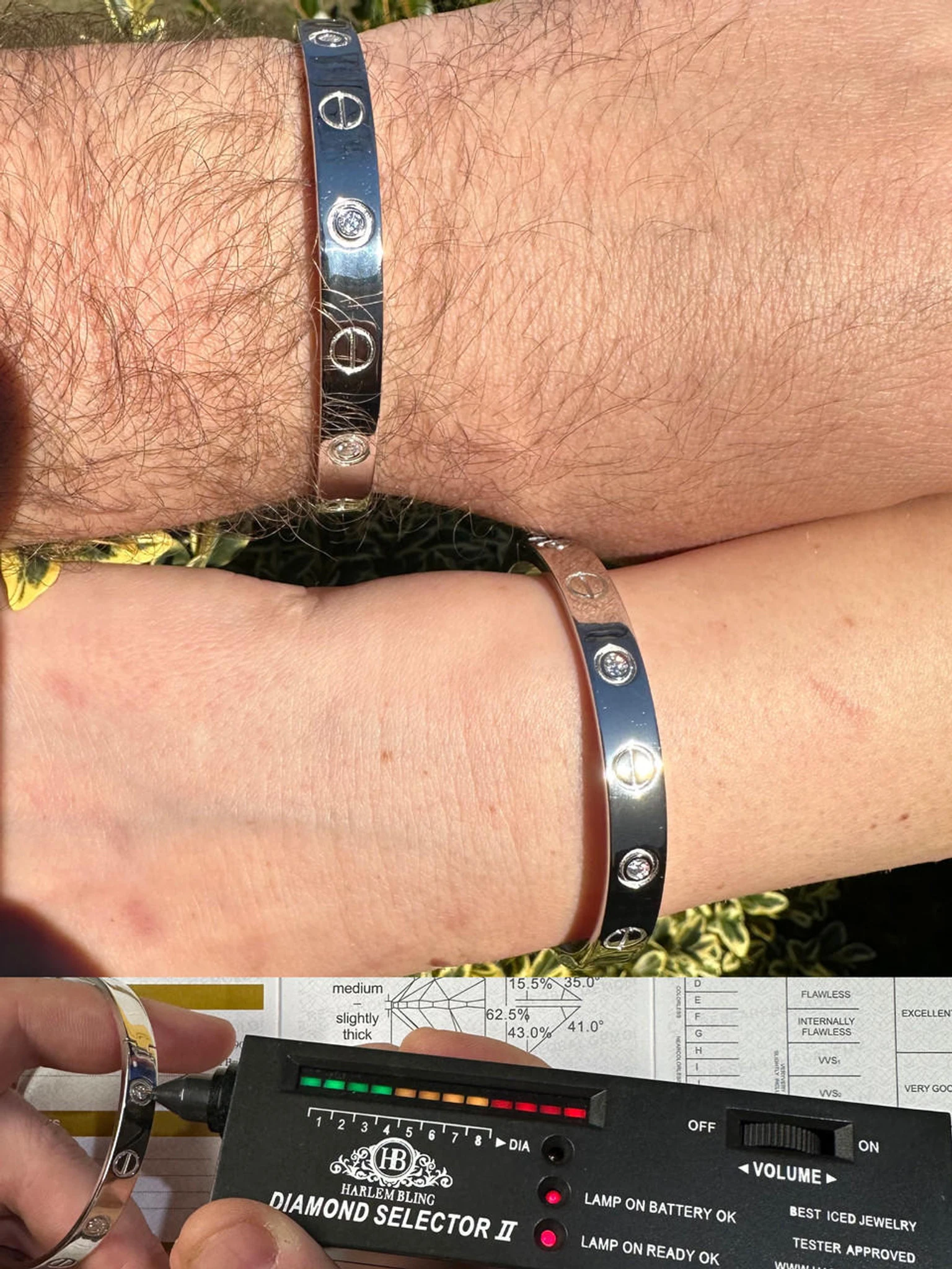 Real MOISSANITE Solid 925 Silver Bangle Bracelet Mens Or Ladies 3 Real MOISSANITE Solid 925 Silver Bangle Bracelet Mens Or Ladies