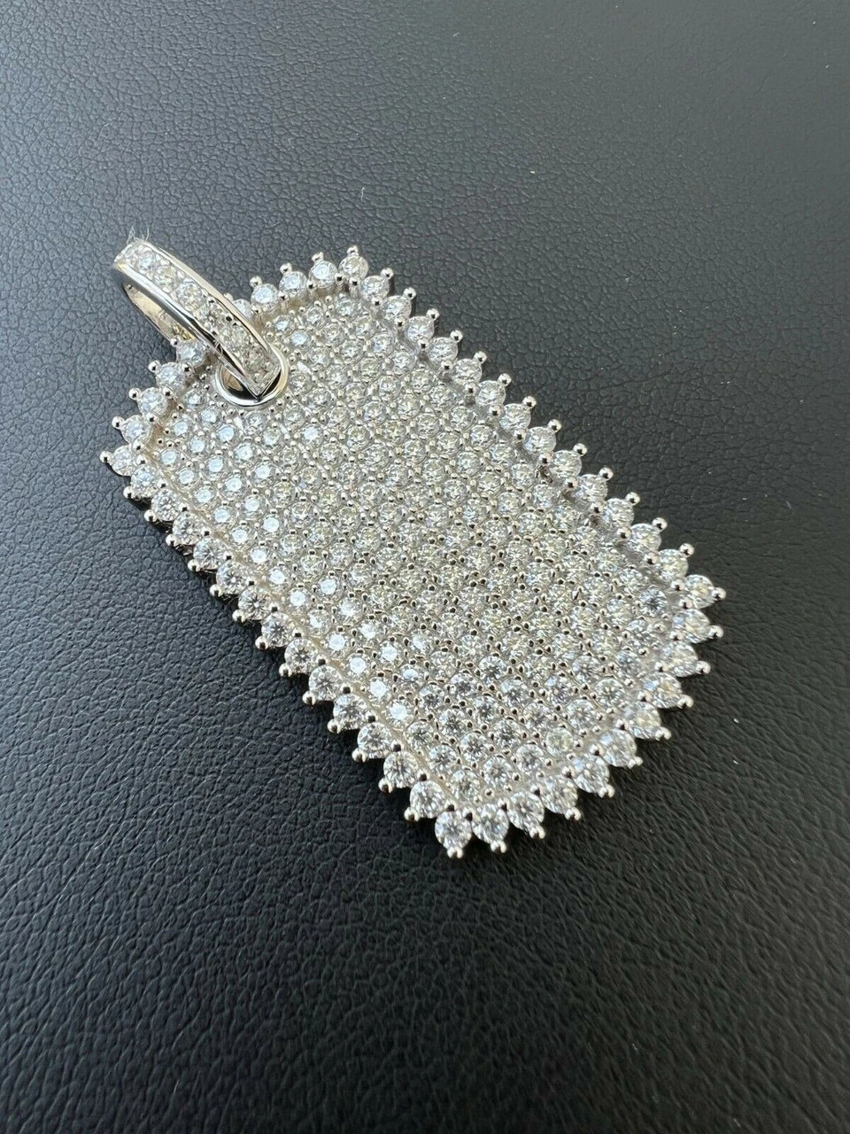 Real MOISSANITE Solid 925 Silver Dog Tag Iced Hip Hop Pendant Necklace - 3 Sizes 10 Real MOISSANITE Solid 925 Silver Dog Tag Iced Hip Hop Pendant Necklace - 3 Sizes - Image 8