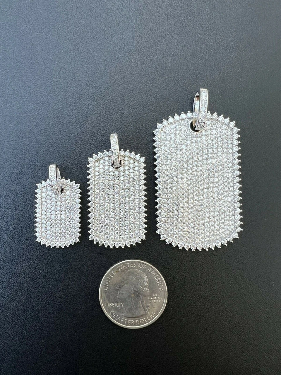 Real MOISSANITE Solid 925 Silver Dog Tag Iced Hip Hop Pendant Necklace - 3 Sizes 9 Real MOISSANITE Solid 925 Silver Dog Tag Iced Hip Hop Pendant Necklace - 3 Sizes - Image 7