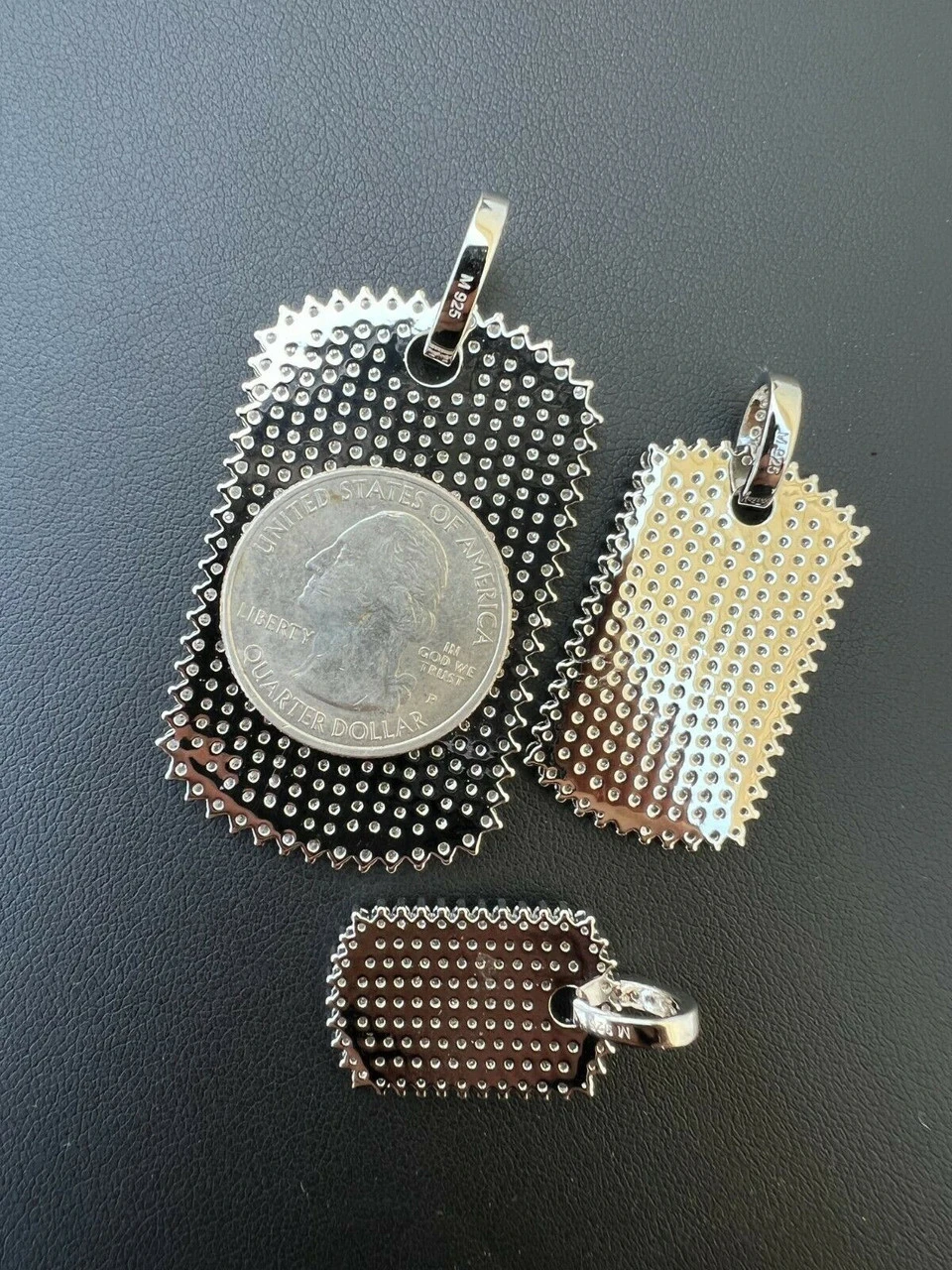 Real MOISSANITE Solid 925 Silver Dog Tag Iced Hip Hop Pendant Necklace - 3 Sizes 11 Real MOISSANITE Solid 925 Silver Dog Tag Iced Hip Hop Pendant Necklace - 3 Sizes - Image 9