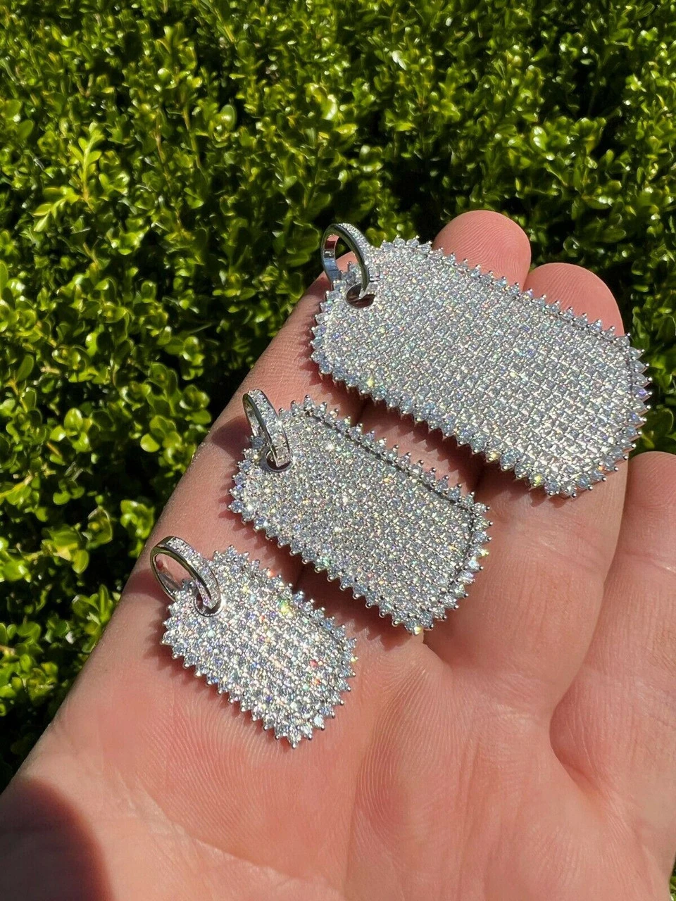 Real MOISSANITE Solid 925 Silver Dog Tag Iced Hip Hop Pendant Necklace - 3 Sizes 12 Real MOISSANITE Solid 925 Silver Dog Tag Iced Hip Hop Pendant Necklace - 3 Sizes - Image 10