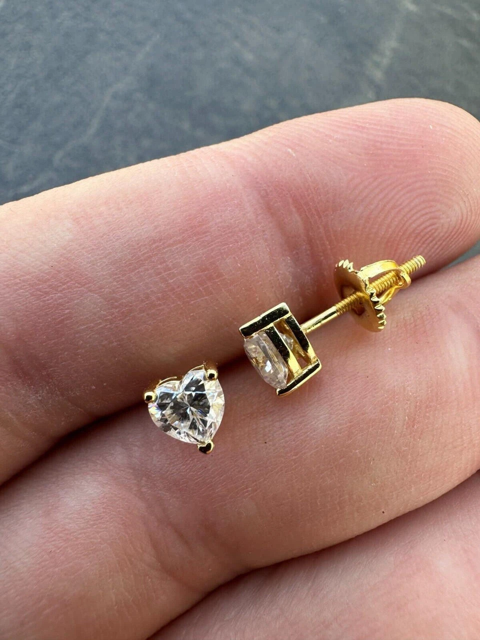 Real Moissanite Solitaire Stud Earrings Heart Shape Cut 14k Gold Over 925 Silver 19 Real Moissanite Solitaire Stud Earrings Heart Shape Cut 14k Gold Over 925 Silver - Image 17
