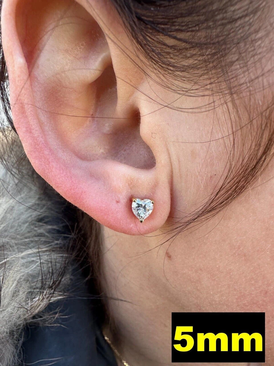 Real Moissanite Solitaire Stud Earrings Heart Shape Cut 14k Gold Over 925 Silver 7 Real Moissanite Solitaire Stud Earrings Heart Shape Cut 14k Gold Over 925 Silver - Image 5