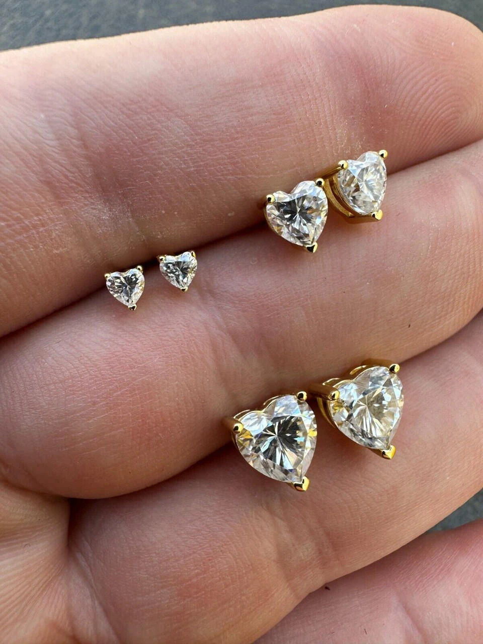 Real Moissanite Solitaire Stud Earrings Heart Shape Cut 14k Gold Over 925 Silver 14 Real Moissanite Solitaire Stud Earrings Heart Shape Cut 14k Gold Over 925 Silver - Image 12