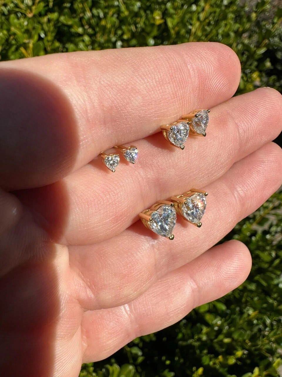 Real Moissanite Solitaire Stud Earrings Heart Shape Cut 14k Gold Over 925 Silver 8 Real Moissanite Solitaire Stud Earrings Heart Shape Cut 14k Gold Over 925 Silver - Image 6