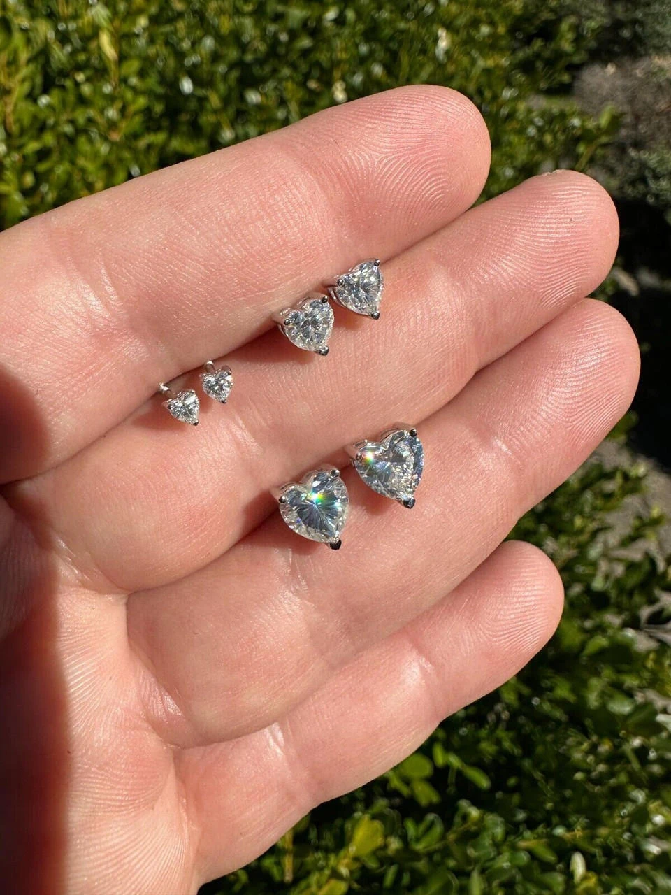 Real Moissanite Solitaire Stud Earrings Heart Shaped Fancy Cut 925 Silver 3-7mm 19 Real Moissanite Solitaire Stud Earrings Heart Shaped Fancy Cut 925 Silver 3-7mm - Image 17
