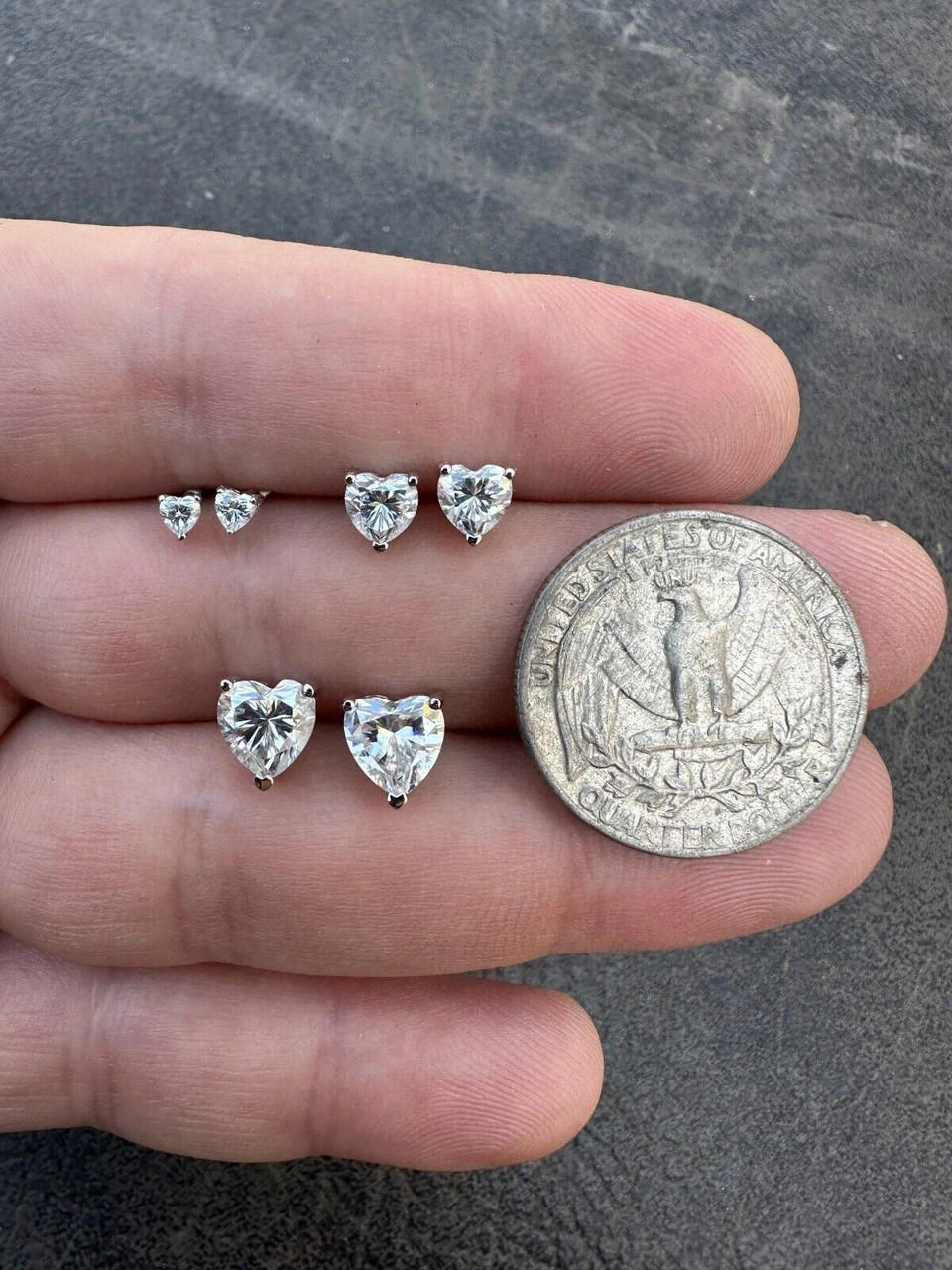 Real Moissanite Solitaire Stud Earrings Heart Shaped Fancy Cut 925 Silver 3-7mm 11 Real Moissanite Solitaire Stud Earrings Heart Shaped Fancy Cut 925 Silver 3-7mm - Image 9